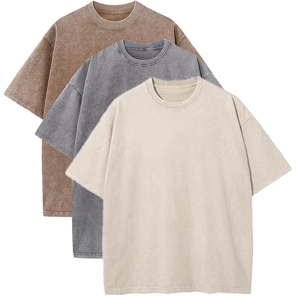 Suvipnee Men's Acid Wash T-Shirts Oversized Unisex T Shirt Cotton